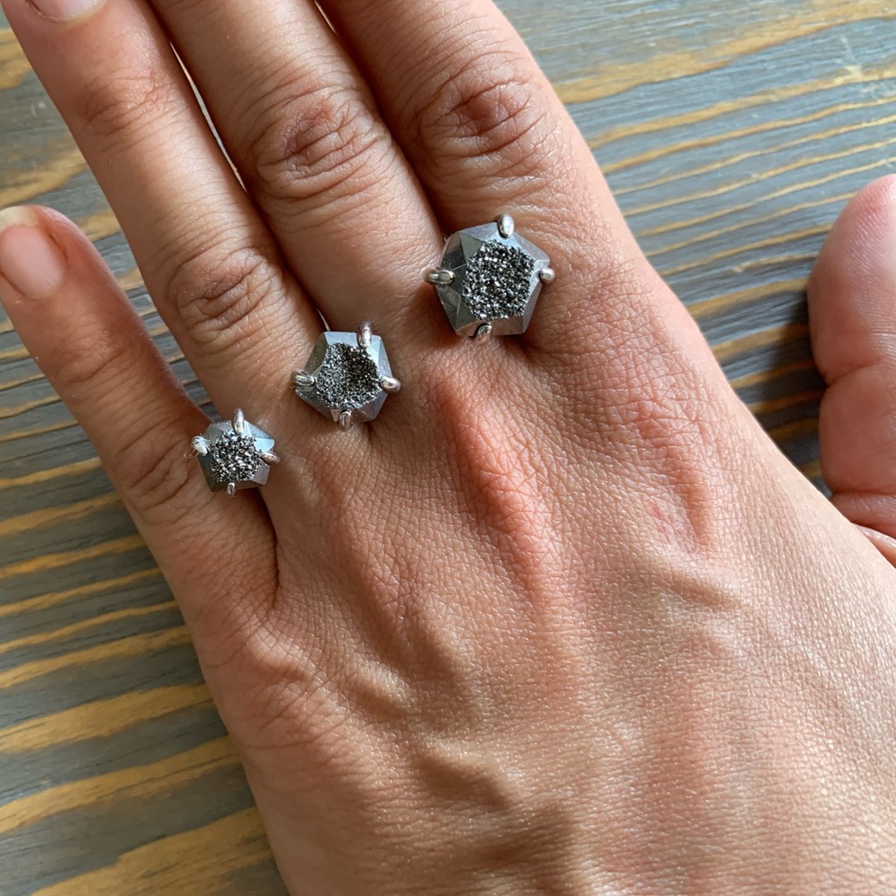 Kendra Scott | Ellms 2 Finger Ring Platinum Druzy